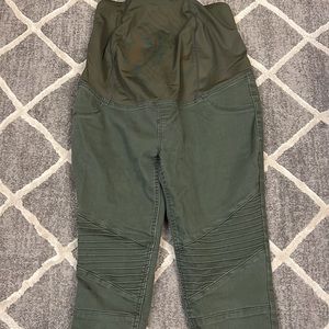 Green Moto Maternity Jeans